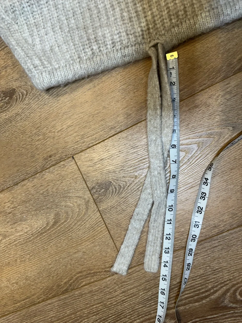 Zara Cream Ribbed Cropped Turtleneck Zip Sweater wool blend with tie waist - Picture 7 of 10